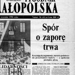 A. Długosz, S. Zubek, Spór o zaporę trwa, „Solidarność, Tygodnik Małopolska” 9. 1990, nr 36, s. 1, TT_36_007_1_1