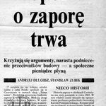 A. Długosz, S. Zubek, Spór o zaporę trwa, „Solidarność, Tygodnik Małopolska” 9. 1990, nr 36, s. 1, TT_36_007_1_1