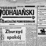 „Tygodnik Podhalański Niezależne Pismo Regionalne”, strona tytułowa, 16-22. 9. 1990, nr 35 (36), s. 1 TT_36_007_4_1