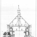 Nowosielce, kościół, przekrój poprzeczny przez nawę z wid. na część wsch., wyk. zespół. A. Bojarski, A. Chojnicki, P. Kędza, J. Kuter pod kier. A. Bocheńskiego, 1983, sygn. AAB_005_002_06_Ec