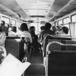 Uczestnicy obozu inwentaryzacyjnego w Błażowej w autobusie na trasie Kąkolówka-Błażowa, fot. nn, 1980, sygn. AAB_01_11_002_C