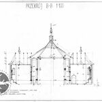 Humniska, kościół drew., przekrój poprzeczny, rys. T. Gaber, Ł. Podczaszy, M. Tatar pod kier. A. Bocheńskiego, 2001, sygn. AAB_006_006_06_Eb