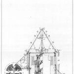Nowosielce, kościół, przekrój poprzeczny przez prezbiterium z wid. na część wsch., wyk. zespół. A. Bojarski, A. Chojnicki, P. Kędza, J. Kuter pod kier. A. Bocheńskiego, 1983, sygn. AAB_005_002_08_Ec