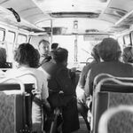Uczestnicy obozu inwentaryzacyjnego w Błażowej w autobusie na trasie Kąkolówka-Błażowa, trzeci od lewej August Bocheński, fot. nn, 1980, sygn. AAB_01_11_027_C