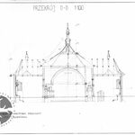Humniska, kościół drew., przekrój poprzeczny, rys. T. Gaber, Ł. Podczaszy, M. Tatar pod kier. A. Bocheńskiego, 2001, sygn. AAB_006_006_04_Eb