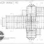 Humniska, kościół drew., rzut  więźby, rys. T. Gaber, Ł. Podczaszy, M. Tatar pod kier. A. Bocheńskiego, 2001, sygn. AAB_006_006_02_Eb